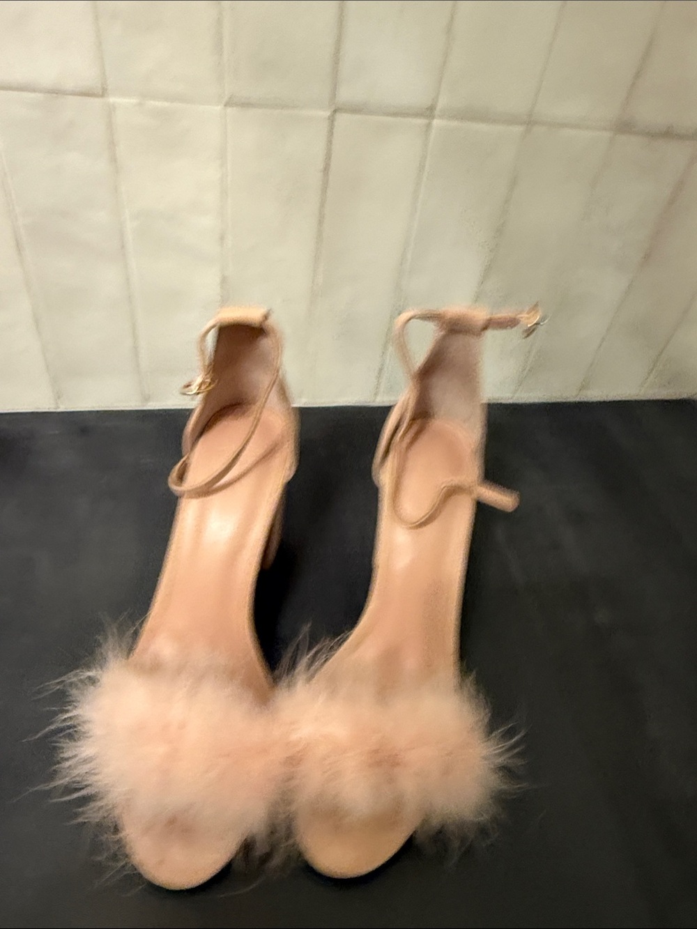 Joie Blush Feather Open-Toe Ankle-Strap Heels